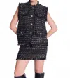 Berenice Sleeveless Tweed Jacket In Black In Black