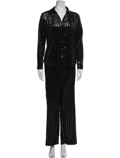 Pre-owned Berenice Striped Glitter Accents Set In Black