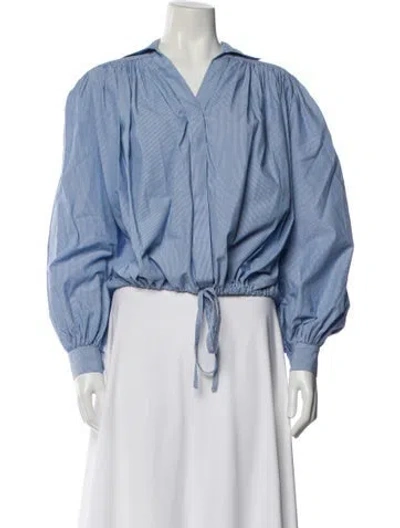 Pre-owned Berenice Striped V-neck Blouse In Blue