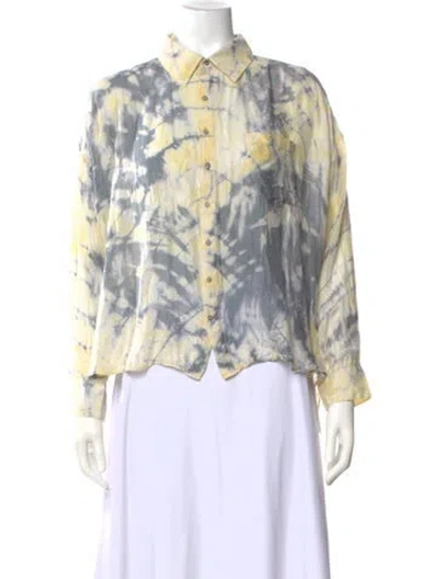Pre-owned Berenice Tie-dye Print Long Sleeve Button-up Top In Multi