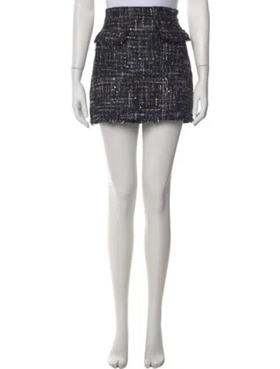 Pre-owned Berenice Tweed Pattern Mini Skirt In Black