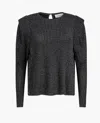Berenice Women's Lurex Long Sleeve Top With Shoulder Detail In Black In Black