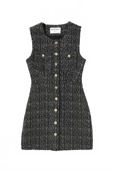 Berenice Women's Ruanita Tweed Dress In Grey Lurex In Black