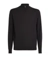 Beretta Merino Wool Half-zip Sweater In Brown