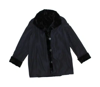 Pre-owned Bergama 813470 Plus Black Sheared Mink Fur Sections Reversible Stroller Coat 4xl