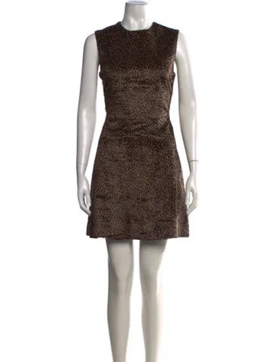 Pre-owned Bergdorf Goodman Animal Print Mini Dress In Brown