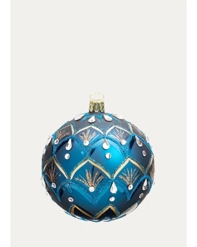 Bergdorf Goodman Art Deco Blue Christmas Ornament