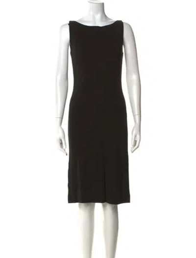 Pre-owned Bergdorf Goodman Bateau Neckline Knee-length Dress In Black
