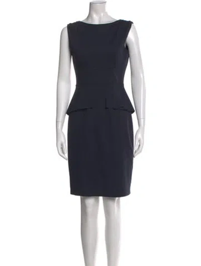 Pre-owned Bergdorf Goodman Bateau Neckline Knee-length Dress In Blue
