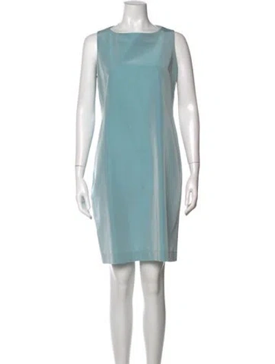 Pre-owned Bergdorf Goodman Bateau Neckline Knee-length Dress In Blue