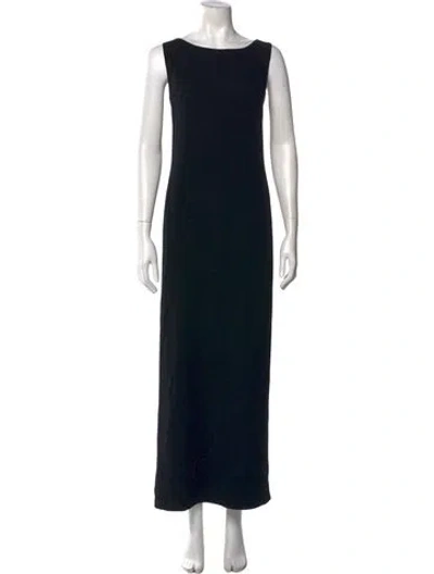 Pre-owned Bergdorf Goodman Bateau Neckline Long Dress In Black