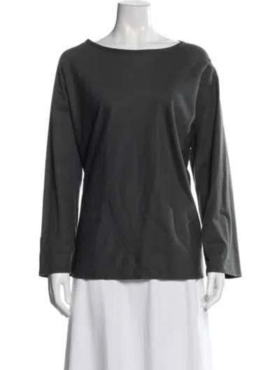 Pre-owned Bergdorf Goodman Bateau Neckline Long Sleeve Top In Gray