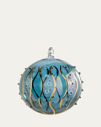 Bergdorf Goodman Blue Gold Waves Christmas Ornament
