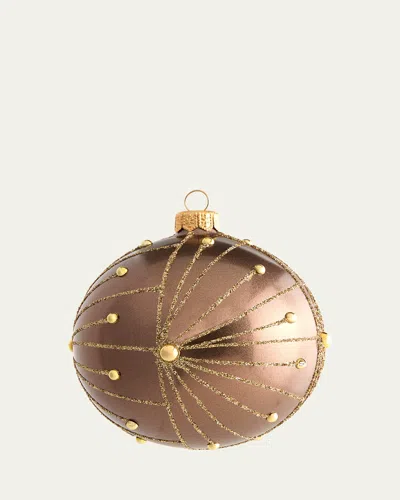 Bergdorf Goodman Bronze Glitter Line Ball Christmas Ornament In Brown