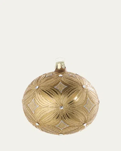 Bergdorf Goodman Brown-gold Art Deco Glitter Ball Ornament
