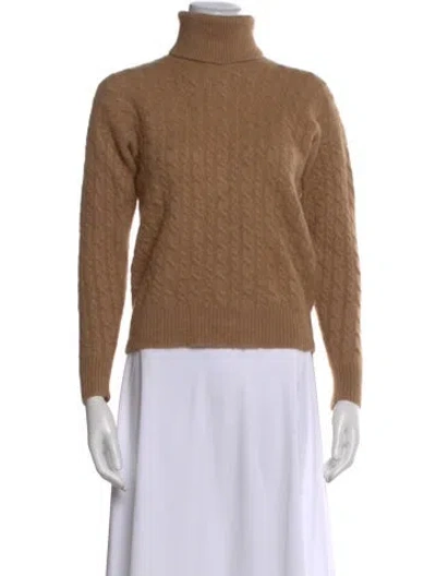 Pre-owned Bergdorf Goodman Camel Hair Turtleneck Sweater In Brown