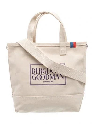 Pre-owned Bergdorf Goodman Canvas Top Handle Bag In Neutral