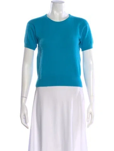 Pre-owned Bergdorf Goodman Cashmere Crew Neck Sweater In Blue