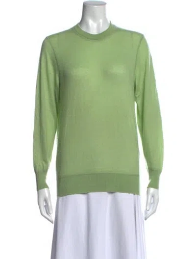 Pre-owned Bergdorf Goodman Cashmere Crew Neck Sweater In Green