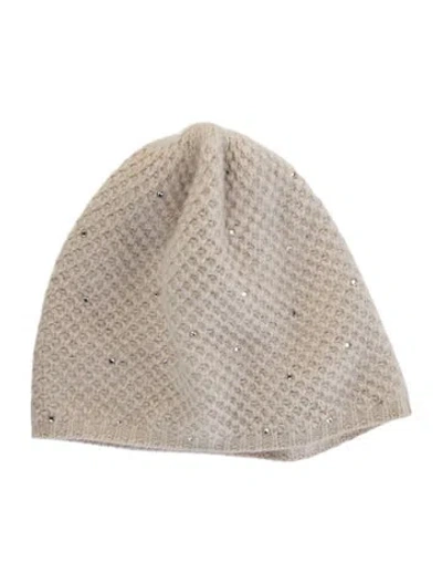 Pre-owned Bergdorf Goodman Cashmere Knit Hat In Neutral