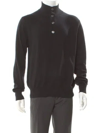 Pre-owned Bergdorf Goodman Cashmere Mock Neck Pullover In Gray