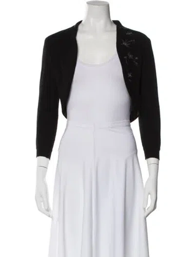 Pre-owned Bergdorf Goodman Cashmere Open Front Sweater In Black