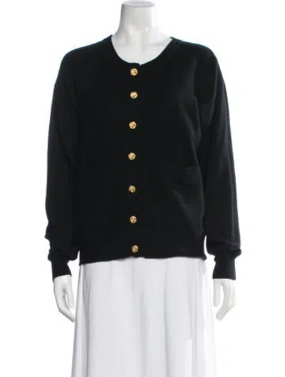 Pre-owned Bergdorf Goodman Cashmere Open Front Sweater In Black