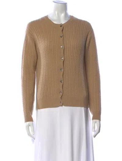 Pre-owned Bergdorf Goodman Cashmere Open Front Sweater In Neutrals