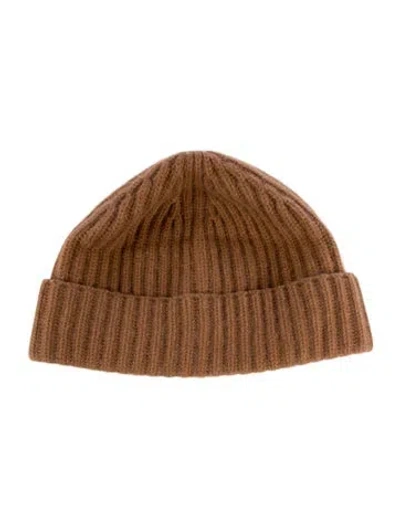 Pre-owned Bergdorf Goodman Cashmere Plain Beanie  W/tags In Brown