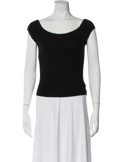 Pre-owned Bergdorf Goodman Cashmere Scoop Neck Sweater In Black