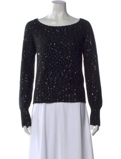 Pre-owned Bergdorf Goodman Cashmere Scoop Neck Sweater In Black