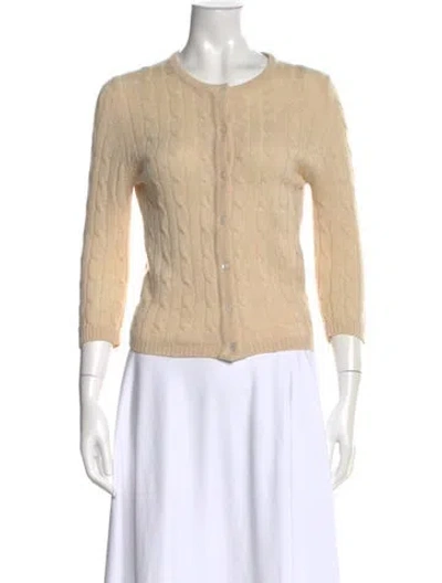 Pre-owned Bergdorf Goodman Cashmere Scoop Neck Sweater In Neutral