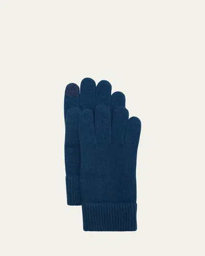 Bergdorf Goodman Cashmere Touchscreen Gloves In Blue