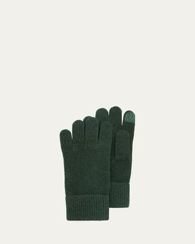 Bergdorf Goodman Cashmere Touchscreen Gloves In Green