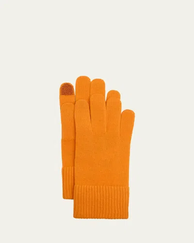 Bergdorf Goodman Cashmere Touchscreen Gloves In Orange