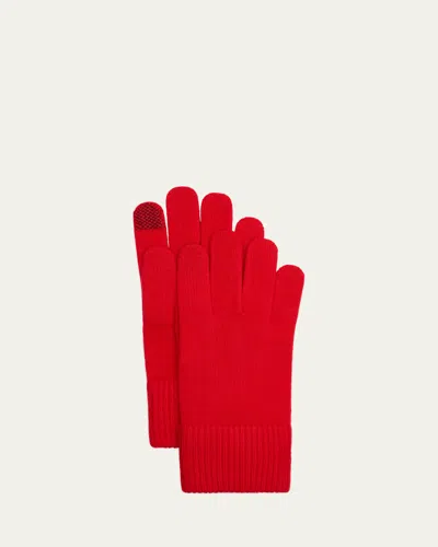 Bergdorf Goodman Cashmere Touchscreen Gloves In Rouge