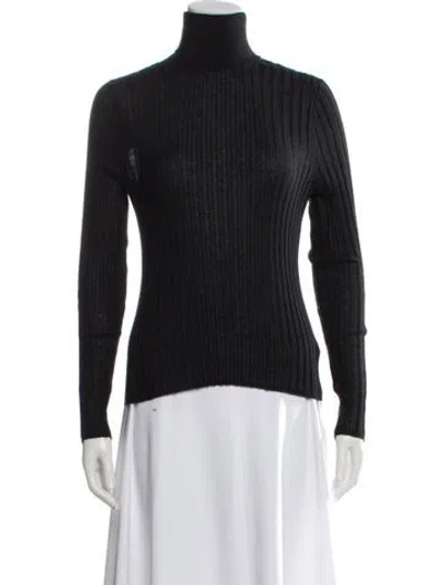 Pre-owned Bergdorf Goodman Cashmere Turtleneck Sweater In Black