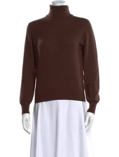 Pre-owned Bergdorf Goodman Cashmere Turtleneck Sweater In Brown
