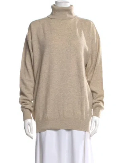 Pre-owned Bergdorf Goodman Cashmere Turtleneck Sweater In Neutral