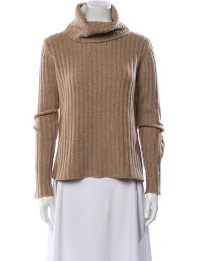 Pre-owned Bergdorf Goodman Cashmere Turtleneck Sweater In Neutral