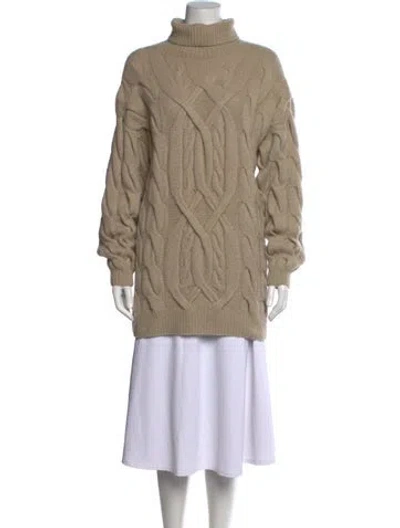 Pre-owned Bergdorf Goodman Cashmere Turtleneck Sweater In Neutrals