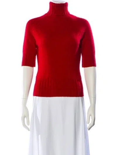 Pre-owned Bergdorf Goodman Cashmere Turtleneck Sweater In Red