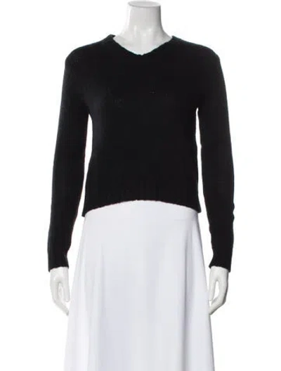 Pre-owned Bergdorf Goodman Cashmere V-neck Sweater In Black