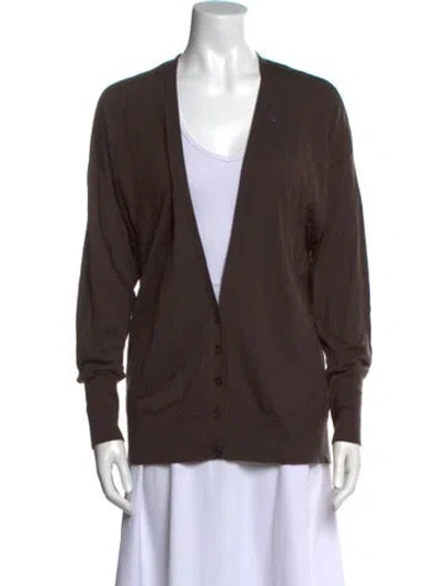 Pre-owned Bergdorf Goodman Cashmere V-neck Sweater In Brown