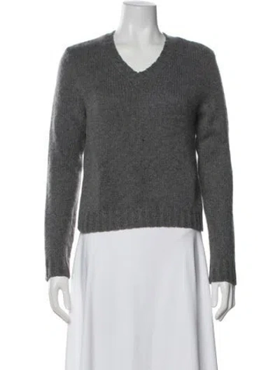 Pre-owned Bergdorf Goodman Cashmere V-neck Sweater In Gray