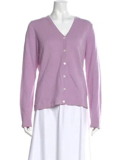 Pre-owned Bergdorf Goodman Cashmere V-neck Sweater In Purple
