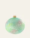 Bergdorf Goodman Champagne Ombre Glitter Ripples Ball Ornament In Green