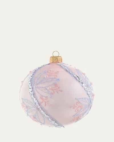 Bergdorf Goodman Champagne Opal Floral Ball Christmas Ornament In Pink
