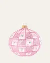 Bergdorf Goodman Checkered Transparent Pink Ball Ornament In Pink