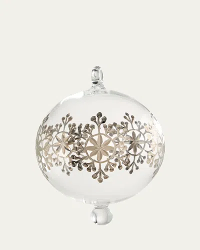 Bergdorf Goodman Clear Platinum Snowflake Christmas Ornament In White